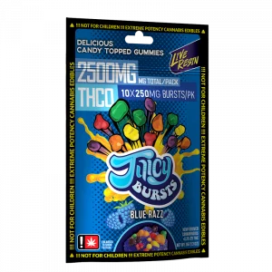 2500mg juicy bursts thc nerd rope gummy clusters blue razz