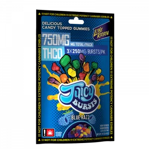 750mg Juicy Bursts THC Nerd Rope Gummy Clusters Blue Razz