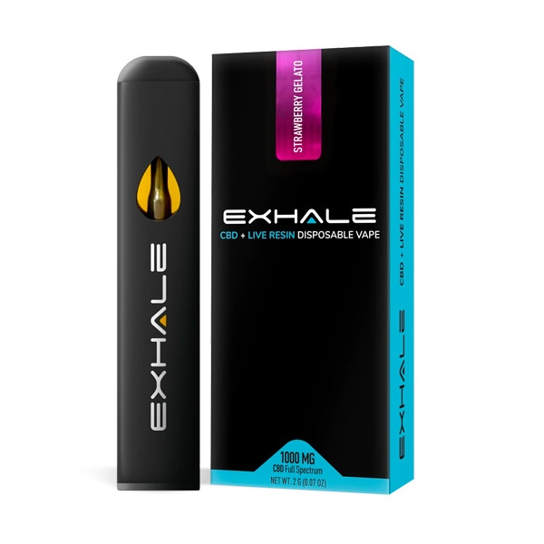 exhale-cbd-live-resin-disposable-strawberry-gelato exhale wellness cbd live resin disposable vape | 2g