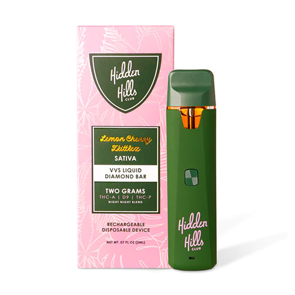 hidden hills night night blend d9 2g disposable lemon cherry zkittlez Hidden Hills THC-A Vape Pen | Lemon Cherry Zkittlez