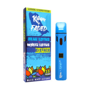 kream and faded blue white lotus 3.5g disposable blue razz slushy