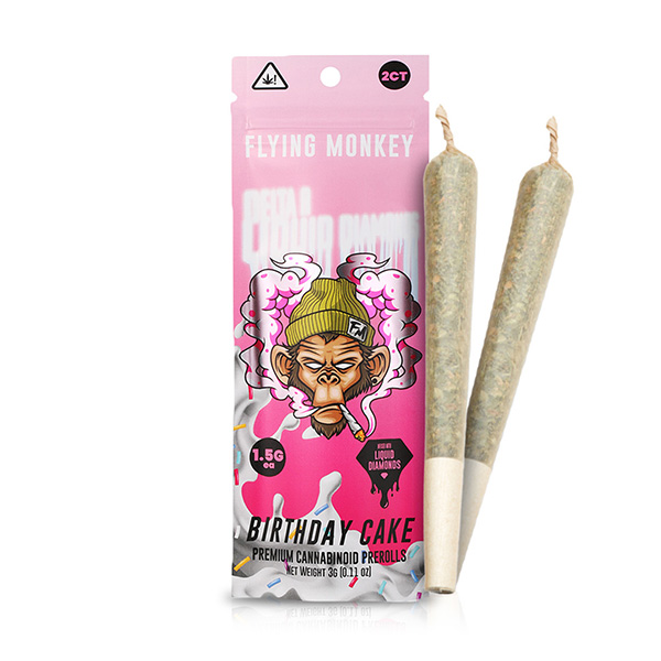 flying monkey liquid diamonds pre rolls 3g birthday cake
