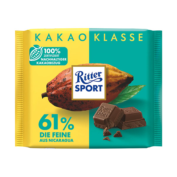 ritter sport chocolate bar 61 percent cocoa nicaragua