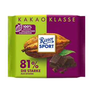 ritter sport chocolate bar 81 percent cocoa ghana