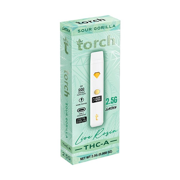 torch live rosin 2.5g disposable sour gorilla