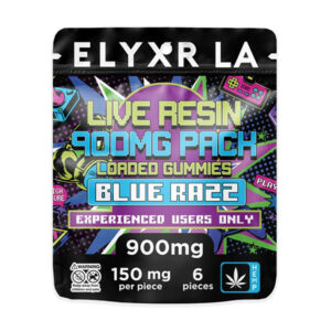 elyxr live resin loaded gummies 900mg blue razz
