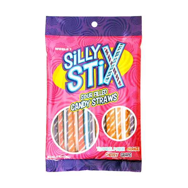 silly stix sour filled candy straws