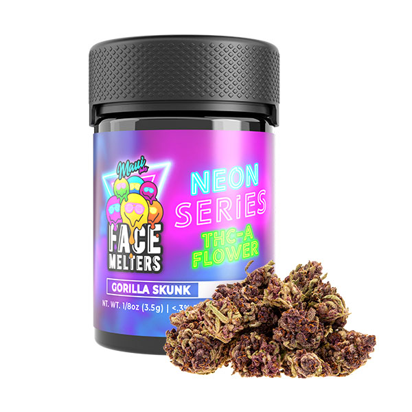 maui-labs-face-melters-neon-series-THCA-3.5G-w-flower-gorilla-skunk maui labs face melters neon series thca 3.5g w flower gorilla skunk