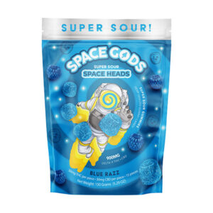 space gods super sour space heads gummies 900mg blue razz