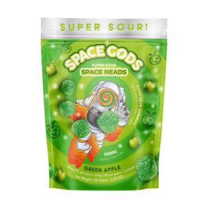 space gods super sour space heads gummies 900mg green apple