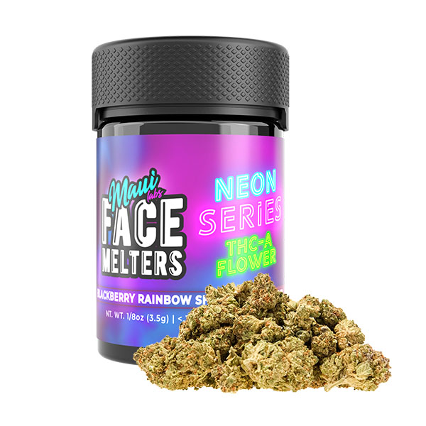 maui-labs-face-melters-neon-series-THCA-3.5G-flower-blackberry-rainbow-sherbert maui labs face melters neon series thca 3.5g flower blackberry rainbow sherbert