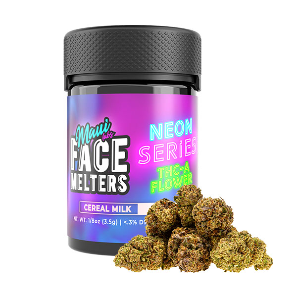 maui-labs-face-melters-neon-series-THCA-3.5G-flower-cereal-milk maui labs face melters neon series thca 3.5g flower cereal milk