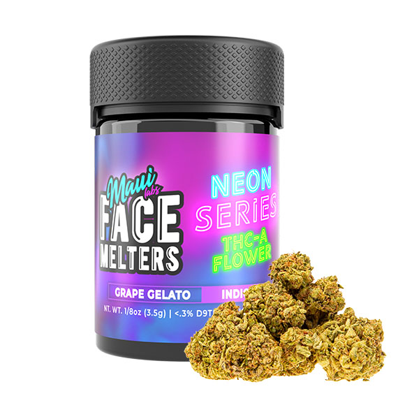 maui-labs-face-melters-neon-series-THCA-3.5G-flower-grape-gelato maui labs face melters neon series thca 3.5g flower grape gelato