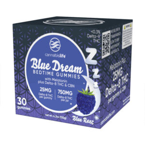 cannabis life blue dream bedtime 30ct gummies blue razz