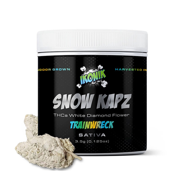 ikonik-snow-kapz-3.5g-thca-diamond-flower-trainwreck ikonik snow kapz 3.5g thca diamond flower trainwreck