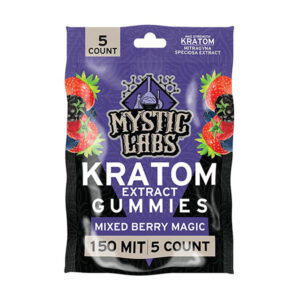 mystic labs kratom gummies 150mit 5ct mixed berry magic