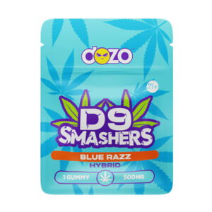 dozo d9 smashers 1ct 500mg gummy blue razz