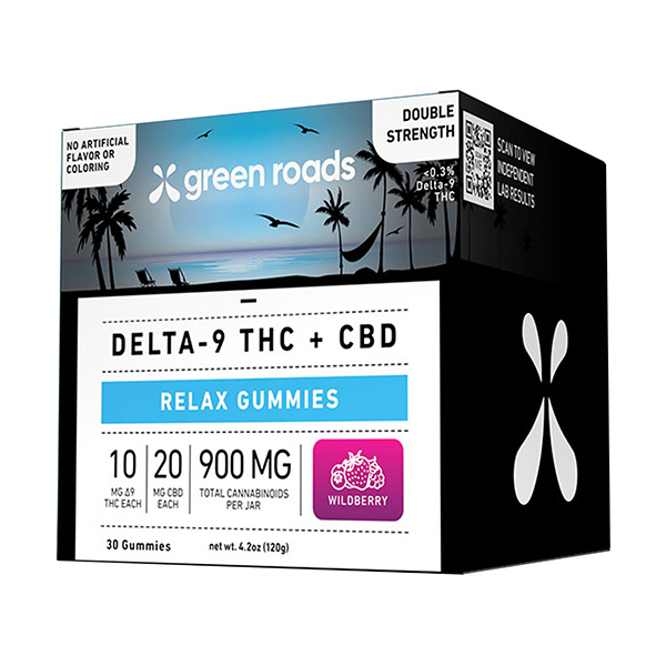green roads d9 cbd relax gummies 900mg 30ct wildberry