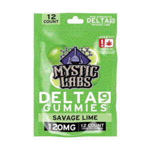 mystic labs d9 gummies 120mg 12ct savage lime