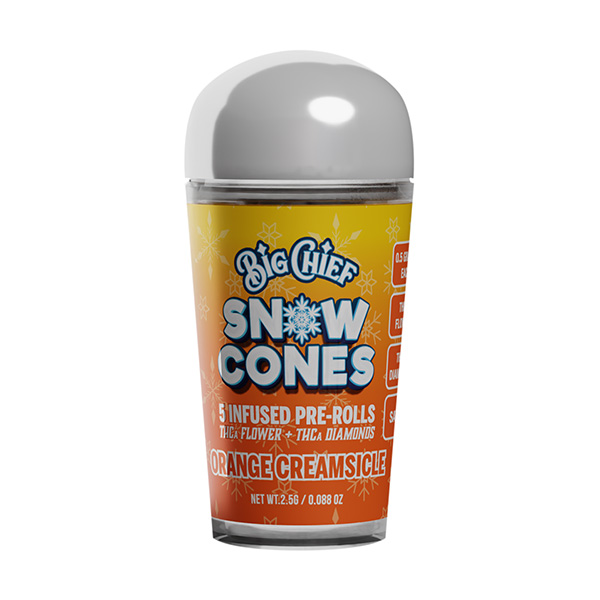 big-chief-snow-cones-thca-2.5g-pre-rolls-orange-creamsicle big chief snow cones thca 2.5g pre rolls orange creamsicle