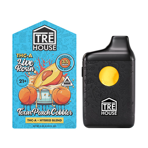 trehouse thca live rosin 3.5g disposable texas peach cobbler