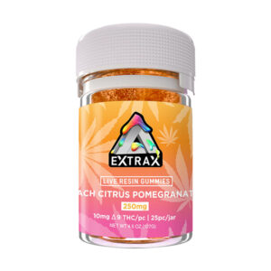 extrax live resin d9 250mg gummies peach citrus pomegranate