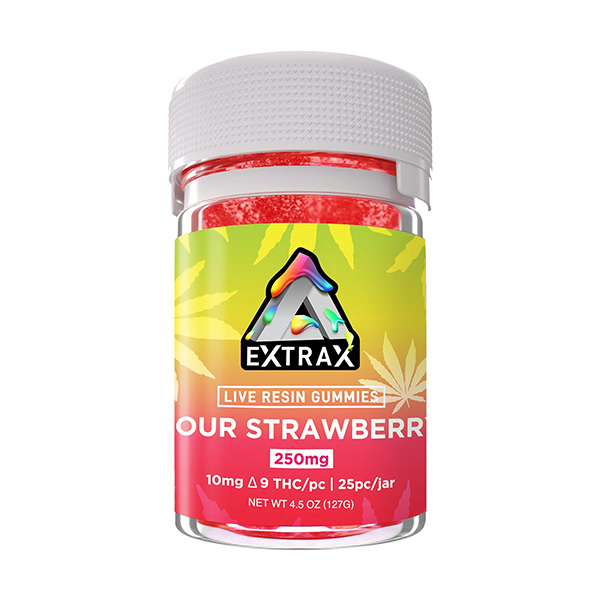 extrax live resin d9 250mg gummies sour strawberry