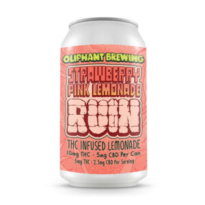 oliphant brewing 12oz thc infused drink strawberry pink lemonade ruin