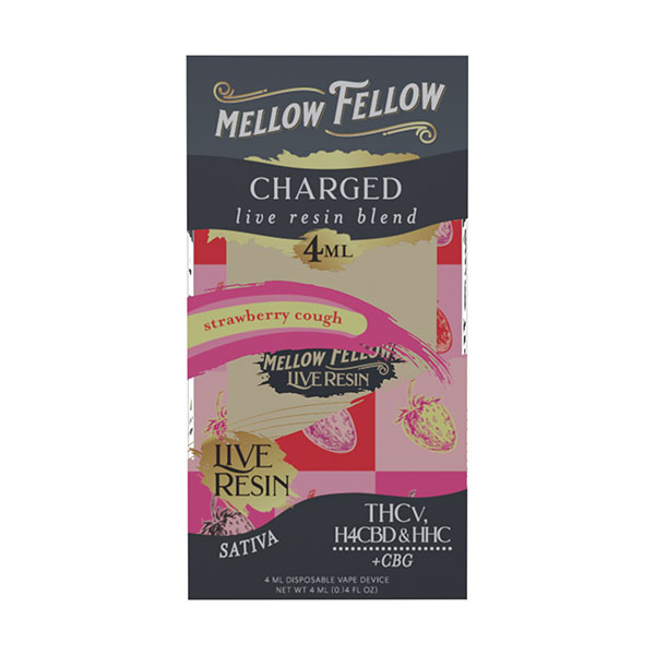 mellow fellow live resin 4g disposable charged strawberry cough