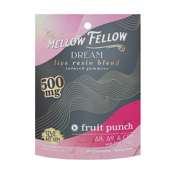 mellow fellow live resin 500mg gummies dream fruit punch