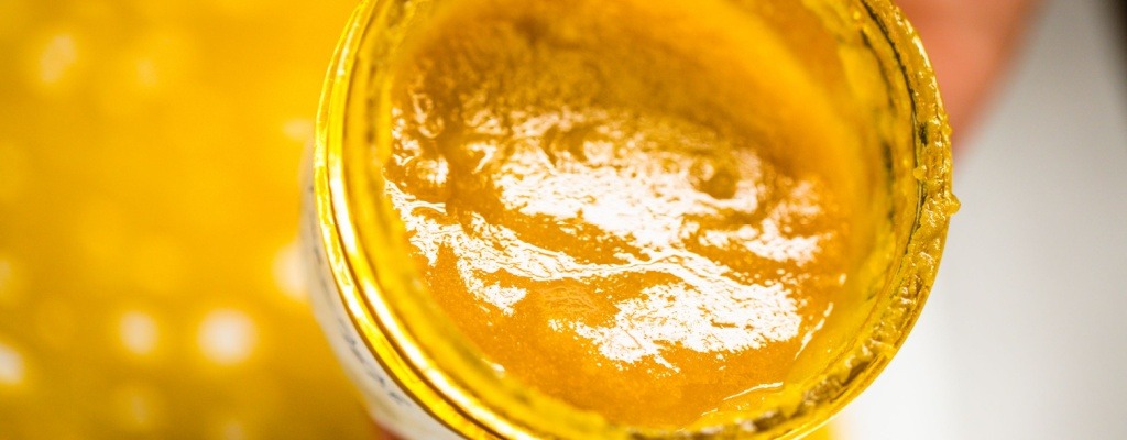 A small jar of live resin cannabinoid extract.