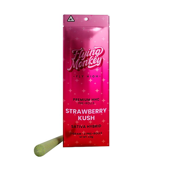 flying monkey hhc pre rolls 1g 2ct strawberry kush