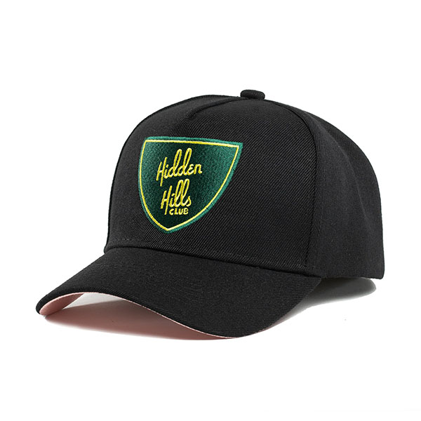 hidden hills club hat black green yellow shield pink underbrim 1 new