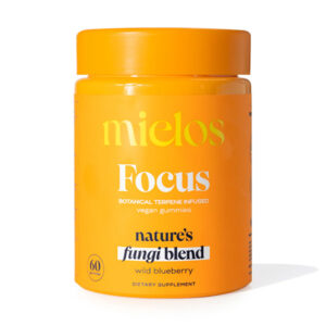 mielos focus natures fungi blend gummies 60ct wild blueberry