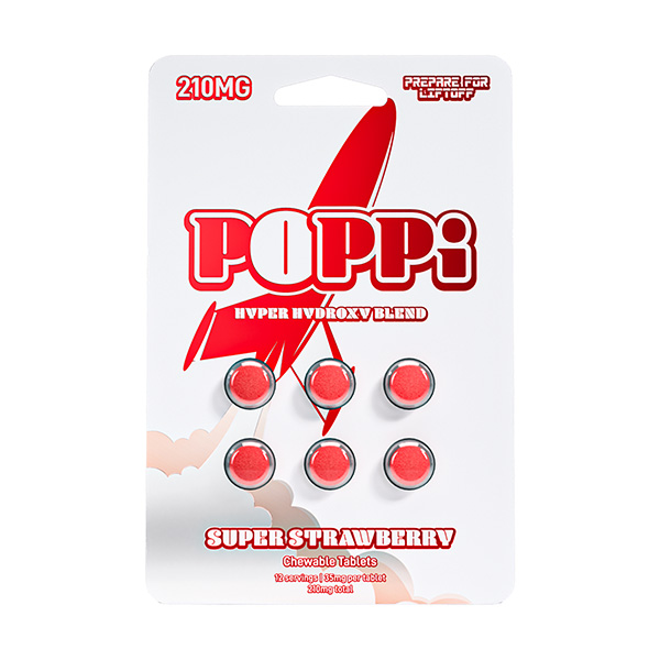 poppi hyper hydroxy blend tablets 210mg 6ct super strawberry