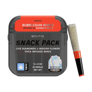 boutiq snack pack thca pre rolls .5g 5ct bubblegum runtz