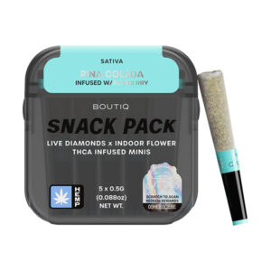 boutiq snack pack thca pre rolls .5g 5ct pina colada