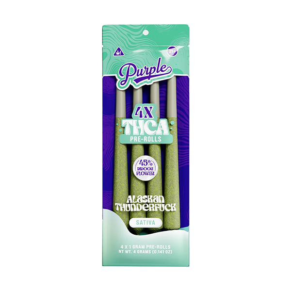 purple tcha pre rolls 1g 4ct alaskan thunderfuck