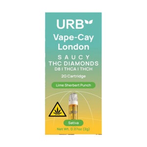 urb vape cay london saucy thc diamonds 2g cartridge lime sherbert punch