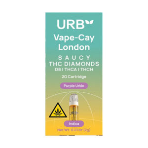 urb vape cay london saucy thc diamonds 2g cartridge purple urkle