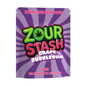 zour stash thca 3.5g flower grape bubblegum