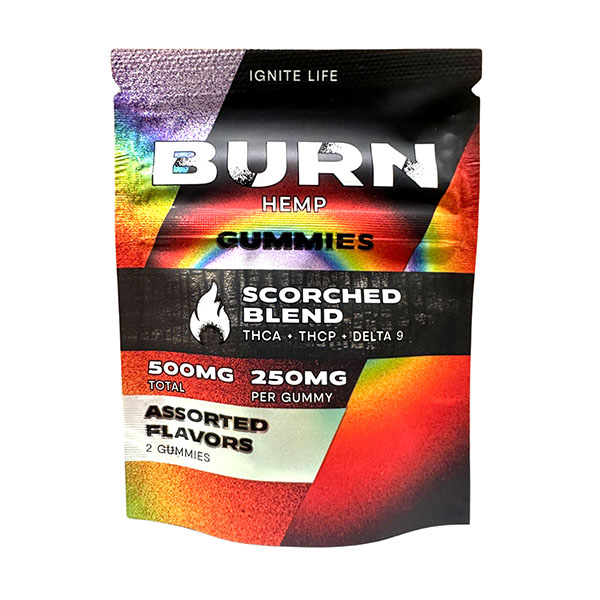 burn hemp scorched blend gummies 500mg 2ct assorted