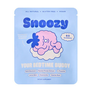 snoozy bedtime mushroom gummies 60ct raspberry