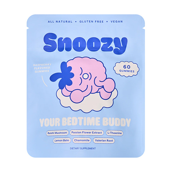 snoozy bedtime mushroom gummies 60ct raspberry