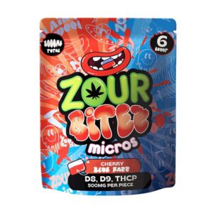 zour bitez micros 3000mg gummies 6ct cherry blue razz