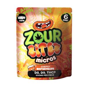 zour bitez micros 3000mg gummies 6ct cherry watermelon