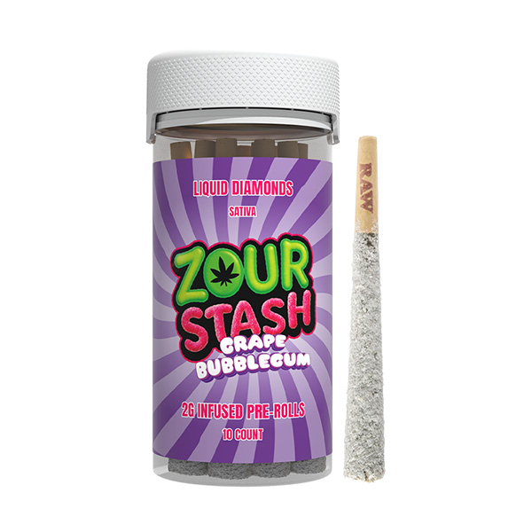 zour stash 2g prerolls 10ct grape bubblegum new