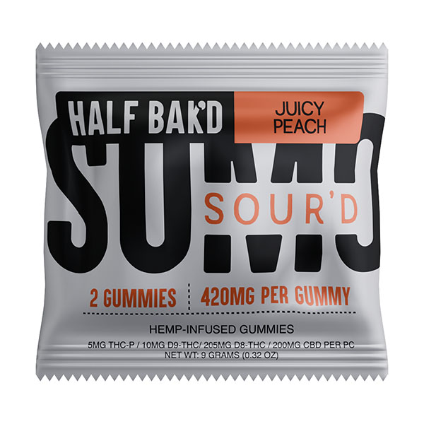 half bakd sumo sourd 840mg 2ct gummies juicy peach
