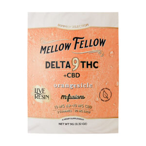 mellow fellow d9 cbd m fusion live resin 20mg 2ct gummies orangesicle1