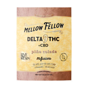 mellow fellow d9 cbd m fusion live resin 20mg 2ct gummies pina colada1